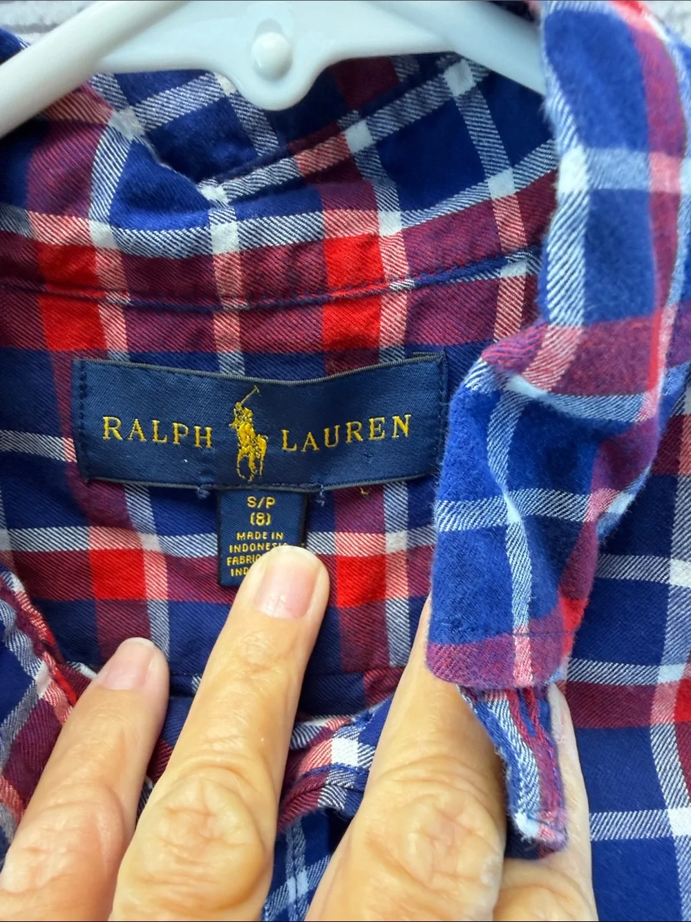 Boy's Ralph‎ Lauren Button -Down Plaid Shirt in Navy & Red